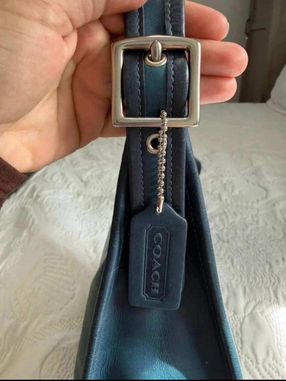 Vintage Coach Janice legacy 9950 RARE COLOR NAVY BLUE leather shoulder bag